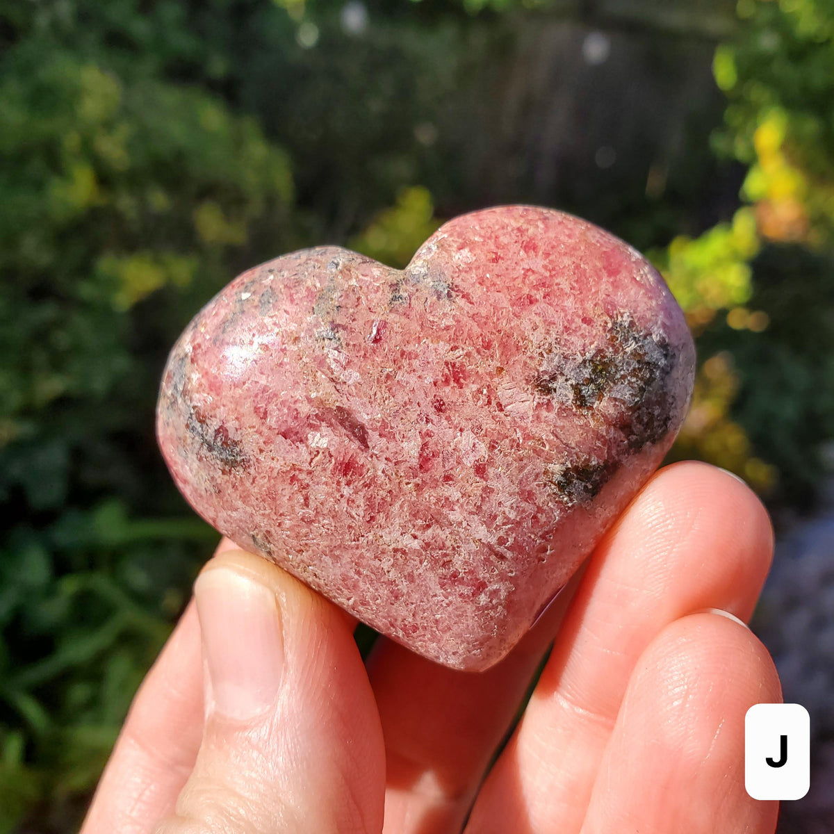 Cute Rhodonite Heart - Self Love, Balance, Joy, Happiness - Pink and Black Crystal Heart Healing Crystals Gemstones
