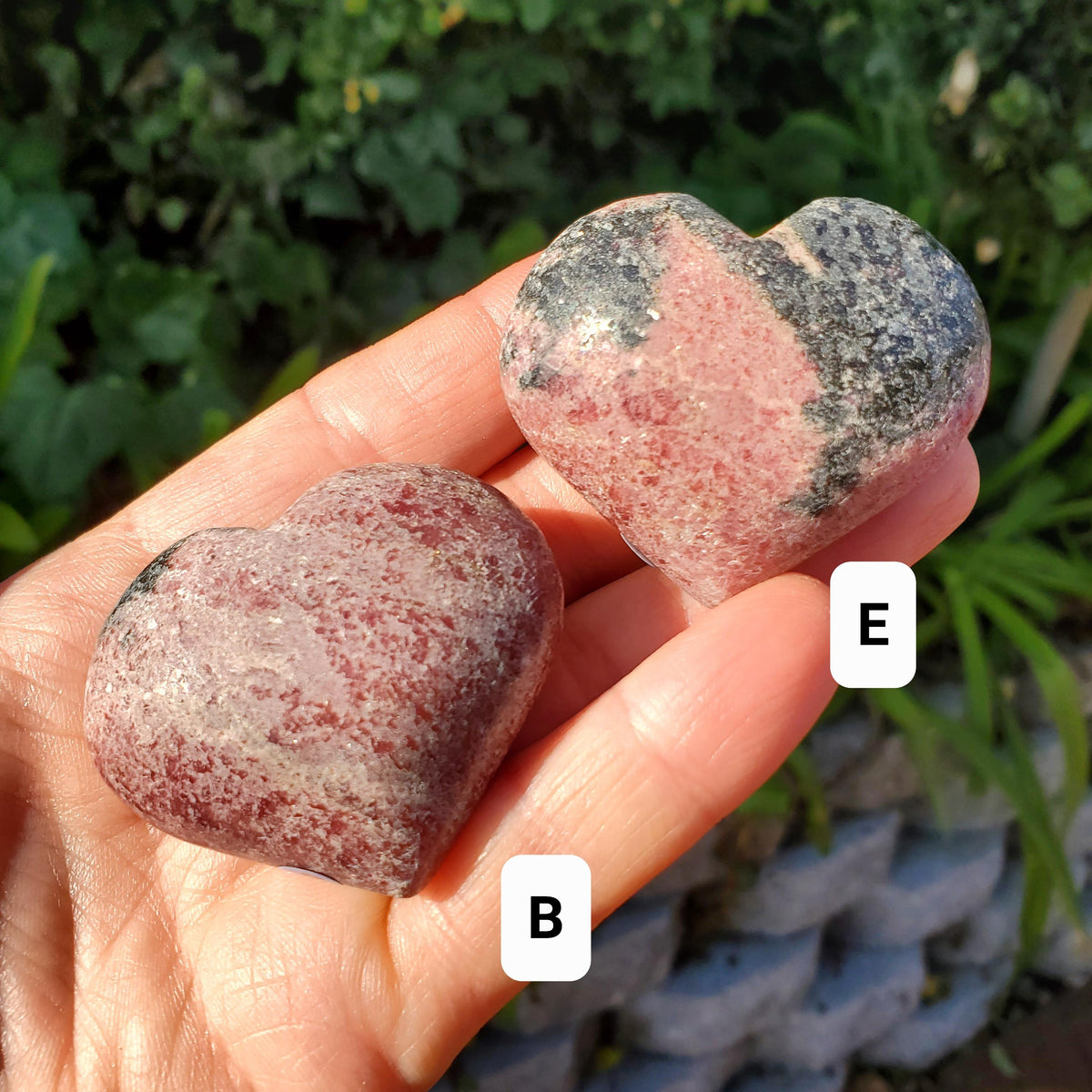 Cute Rhodonite Heart - Self Love, Balance, Joy, Happiness - Pink and Black Crystal Heart Healing Crystals Gemstones