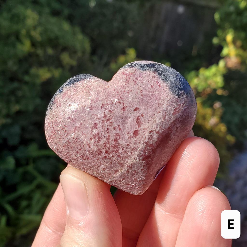 Cute Rhodonite Heart - Self Love, Balance, Joy, Happiness - Pink and Black Crystal Heart Healing Crystals Gemstones
