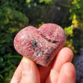 Cute Rhodonite Heart - Self Love, Balance, Joy, Happiness - Pink and Black Crystal Heart Healing Crystals Gemstones