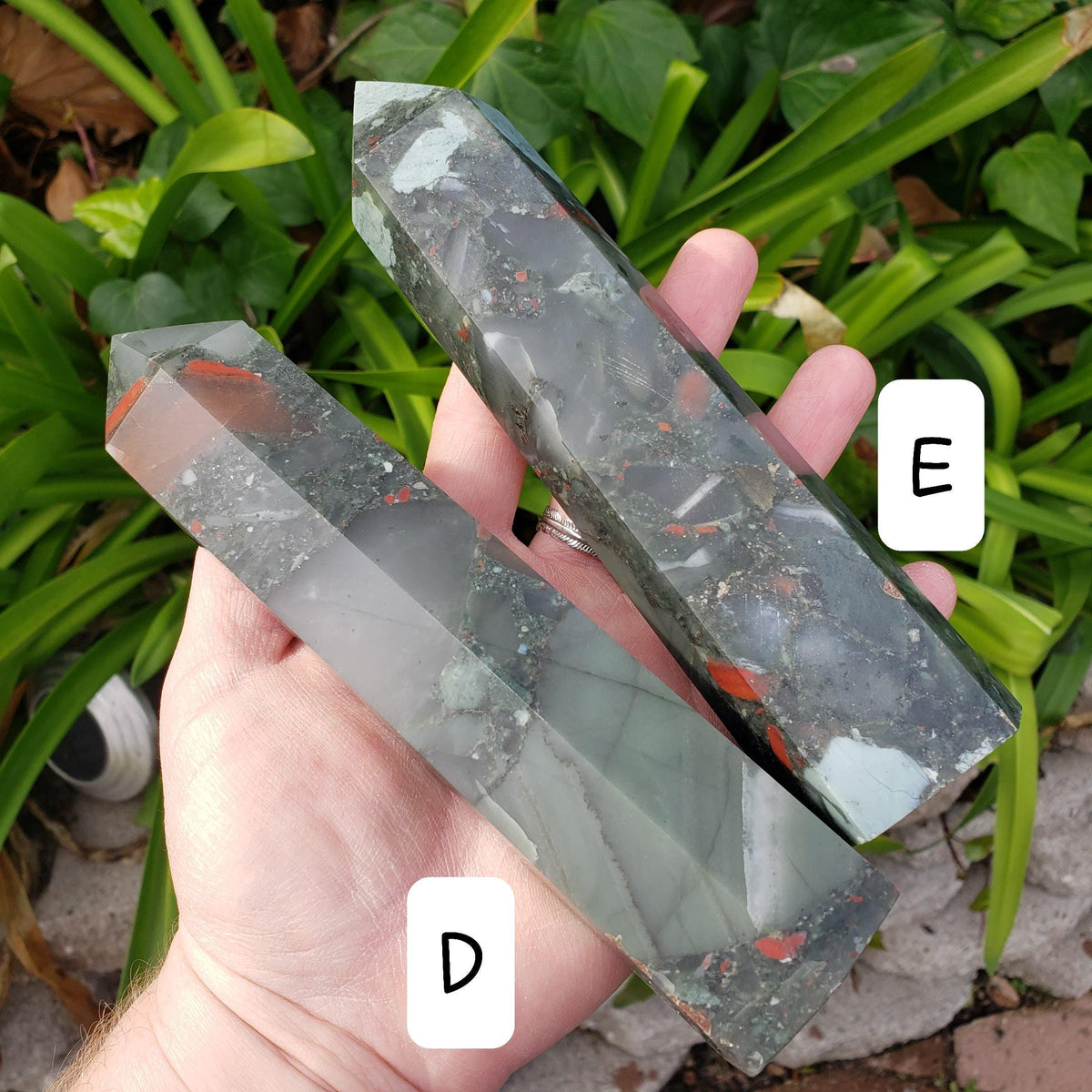 Chunky African Bloodstone Tower - Calming, Grounding, Persistence, Courage - Black and Red Crystal Point Healing Gemstone