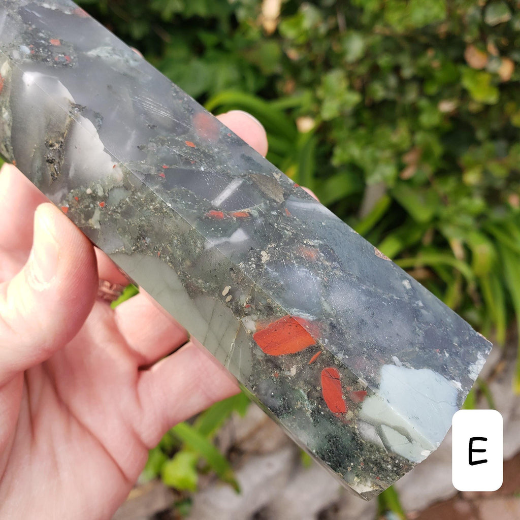 Chunky African Bloodstone Tower - Calming, Grounding, Persistence, Courage - Black and Red Crystal Point Healing Gemstone