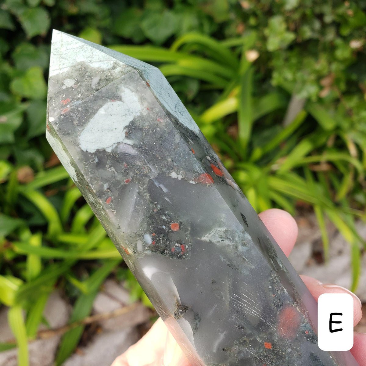 Chunky African Bloodstone Tower - Calming, Grounding, Persistence, Courage - Black and Red Crystal Point Healing Gemstone