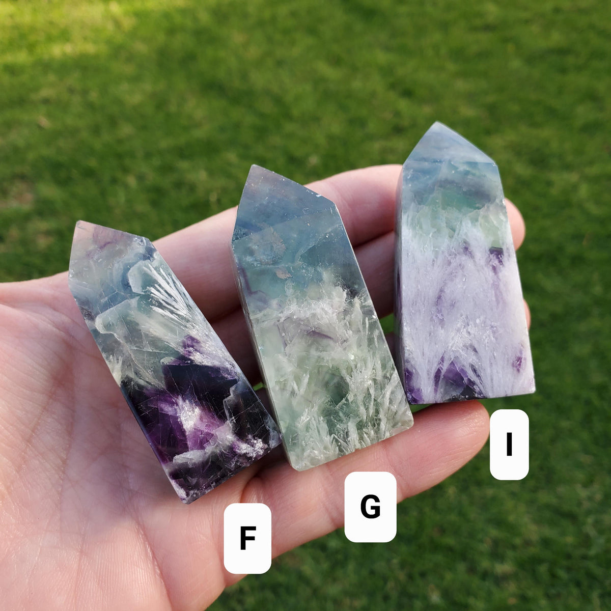 Rainbow Fluorite Towers - Stability, Concentration, Protection - Feather Fluorite Healing Balancing Crystals Gemstones