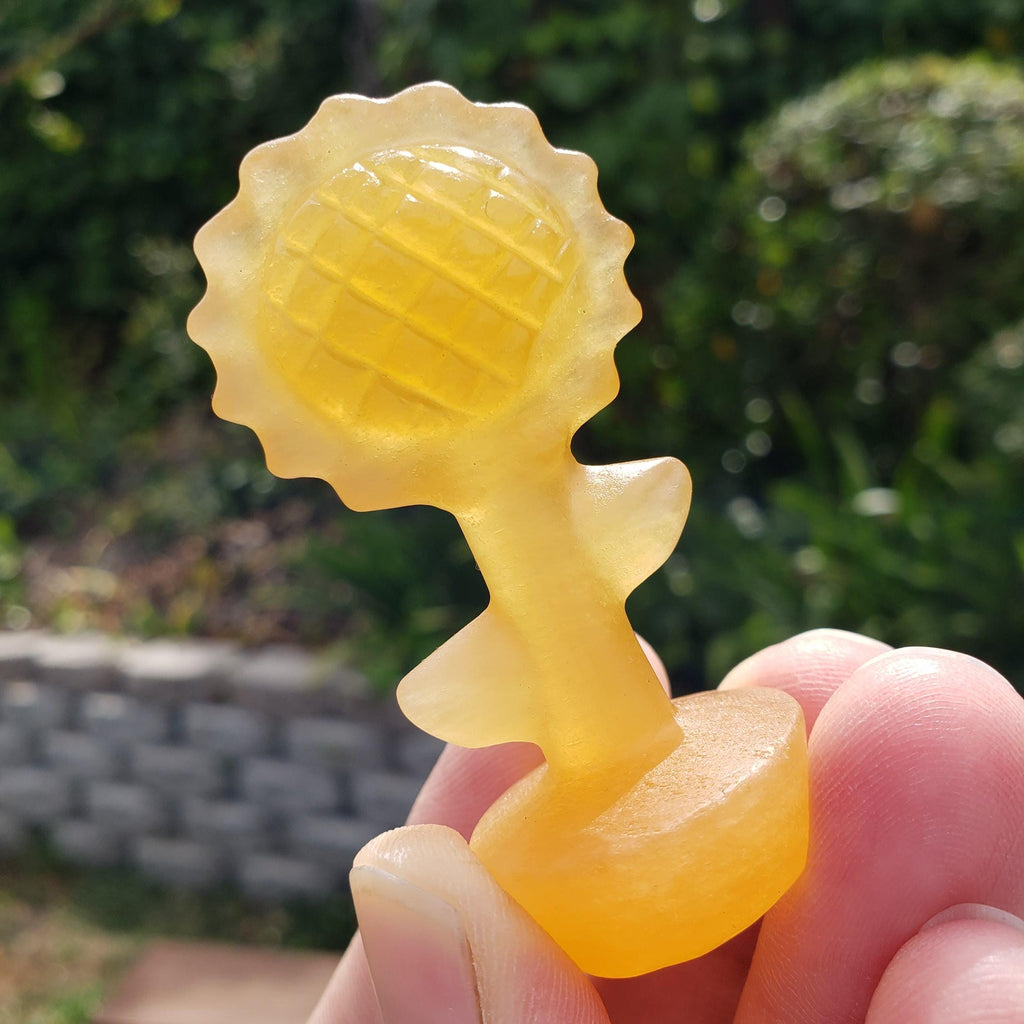 Small Orange Calcite Sunflower - Confidence, Self-Esteem, Creative & Sexual Energy - 2.25" Standing Crystal Sunflower Healing Gemstones