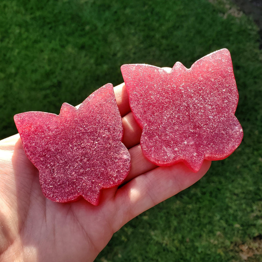 Flashy Strawberry Quartz Butterfly - Love, Gratitude, Generosity - Quartz Butterfly Carved Stone Healing Crystals Tanzberry Carving