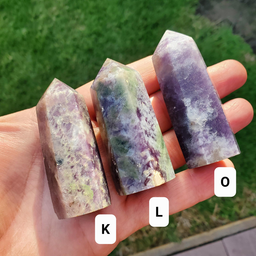 Hexagon Unicorn Towers - Supportive, Calm, Emotional Healing - Pink Tourmaline, Lepidolite, Smokey Quartz, and Cleavelandite