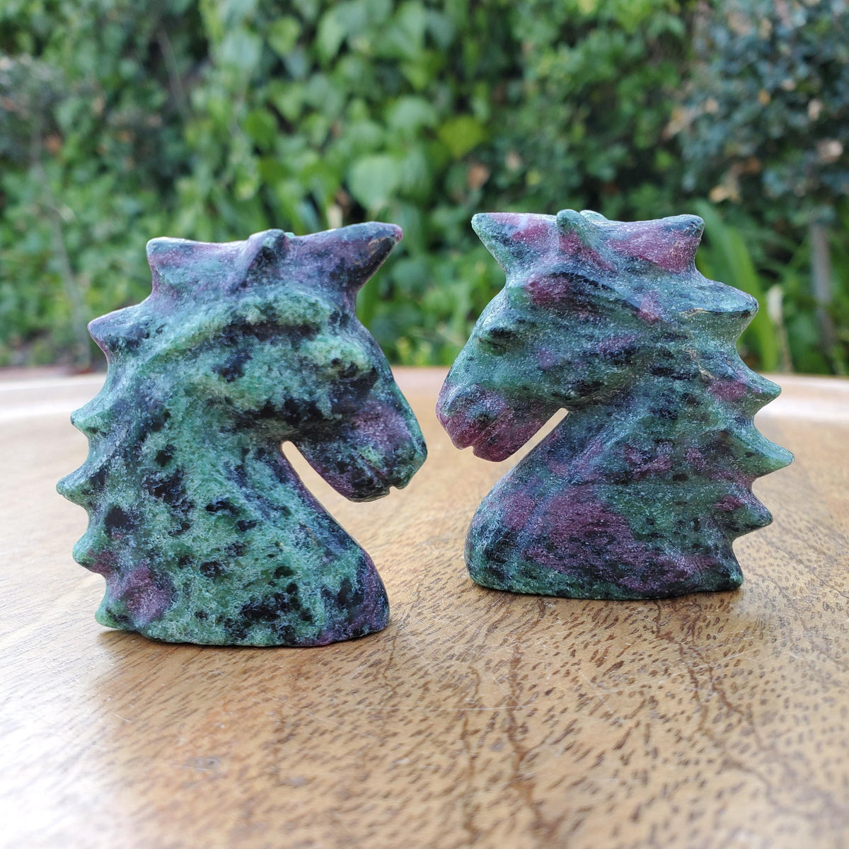 Small Ruby Zoisite Unicorn with UV reactive Ruby - Courage, Strength, Connects Our Hearts and Brain - Ruby Unicorn Carving Healing Gemstone
