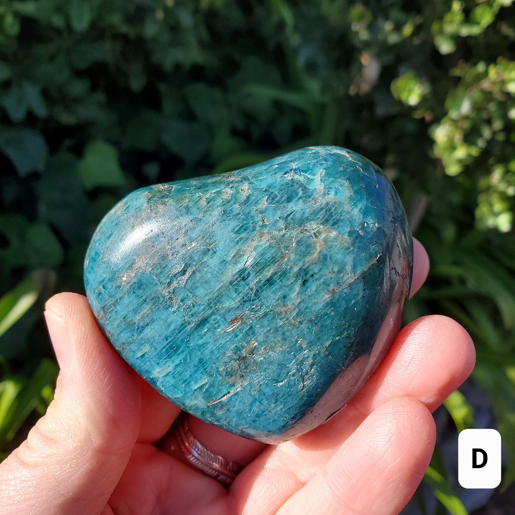 Chunky Blue Apatite Heart - Intuition, Mental Clarity, Manifestation - Puffy Blue Crystal Heart Healing Gemstones