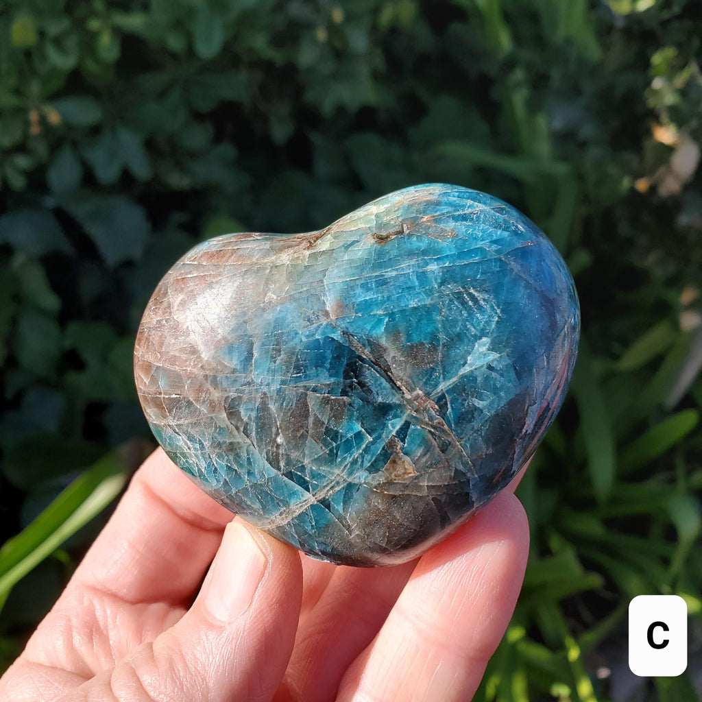 Chunky Blue Apatite Heart - Intuition, Mental Clarity, Manifestation - Puffy Blue Crystal Heart Healing Gemstones