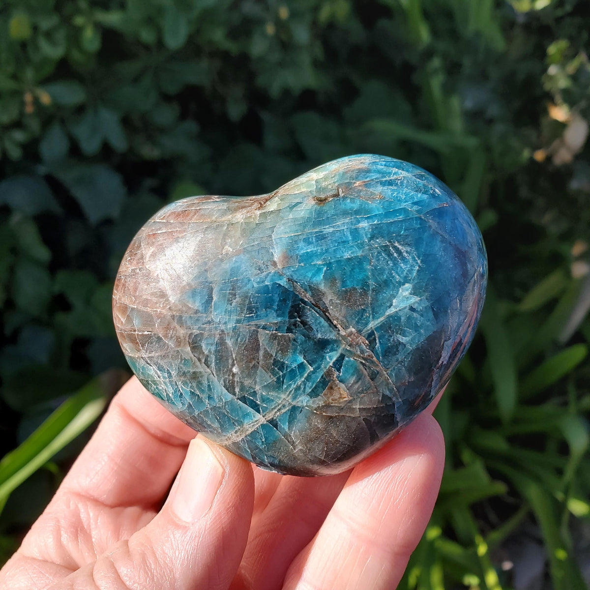Chunky Blue Apatite Heart - Intuition, Mental Clarity, Manifestation - Puffy Blue Crystal Heart Healing Gemstones
