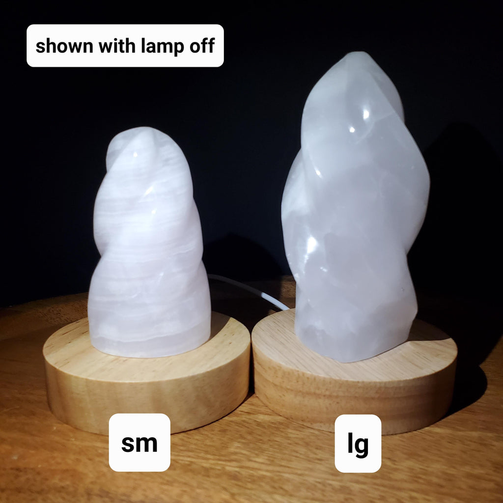 Pink Calcite Flame Accent Light - UV Reactive Stone - Emotional Healing, Pure Love - Pink Mangano Healing Gemstone Vanity Lamp Mood Light