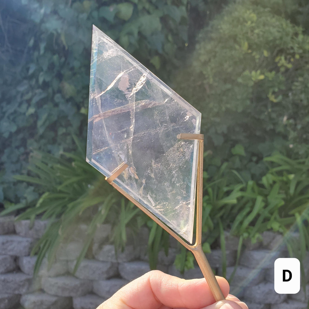 Aura Quartz Diamond with Stand - Counteracts Negative, Energizes Positive Energy - Angel Aura Quartz Crystal Diamond Healing Gemstone