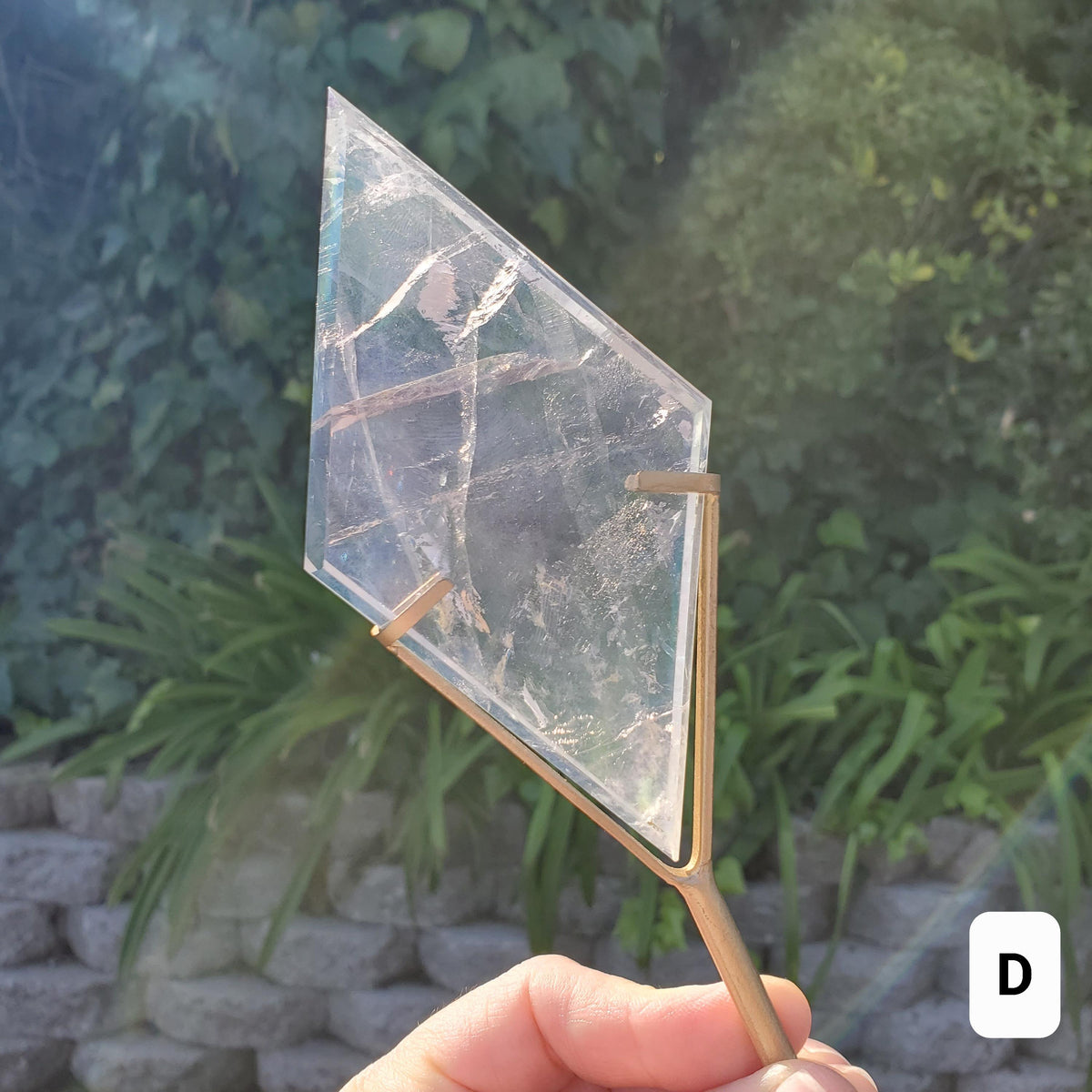 Aura Quartz Diamond with Stand - Counteracts Negative, Energizes Positive Energy - Angel Aura Quartz Crystal Diamond Healing Gemstone