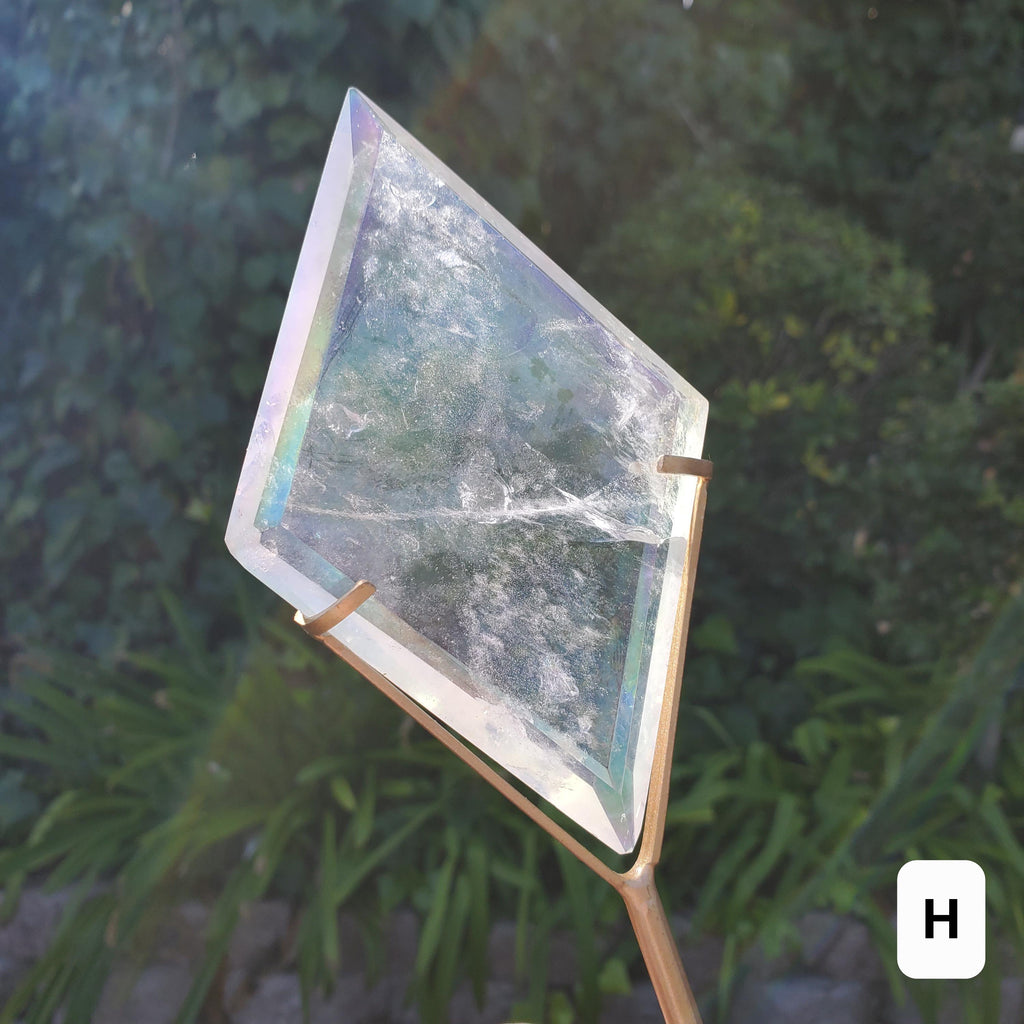Aura Quartz Diamond with Stand - Counteracts Negative, Energizes Positive Energy - Angel Aura Quartz Crystal Diamond Healing Gemstone