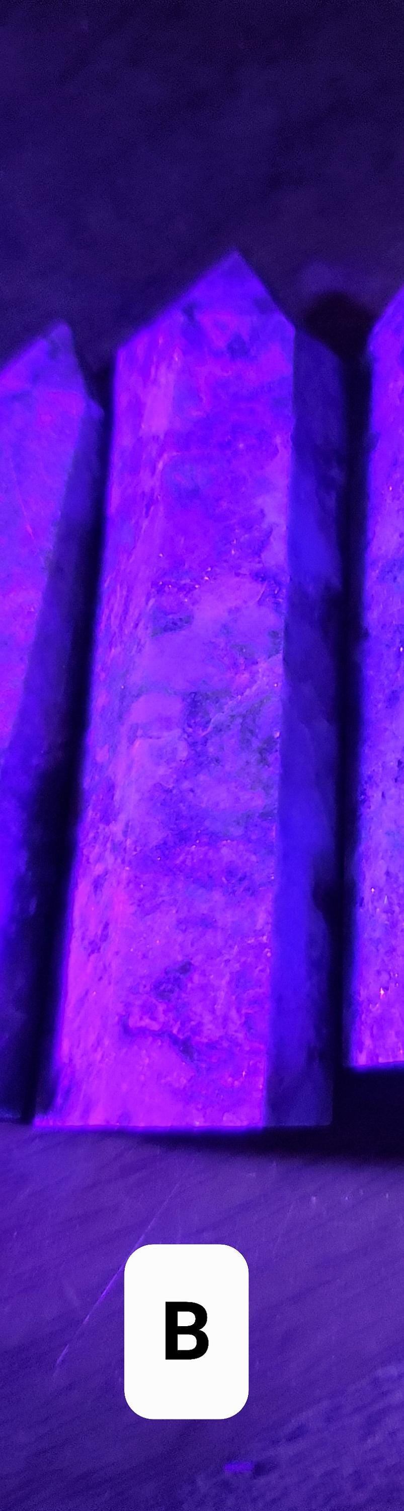 Blue Yooperlite Towers | Glowing Crystal Stone with UV Light - Personal Growth, Positive Environment - Teal Yooperlite Crystal Points
