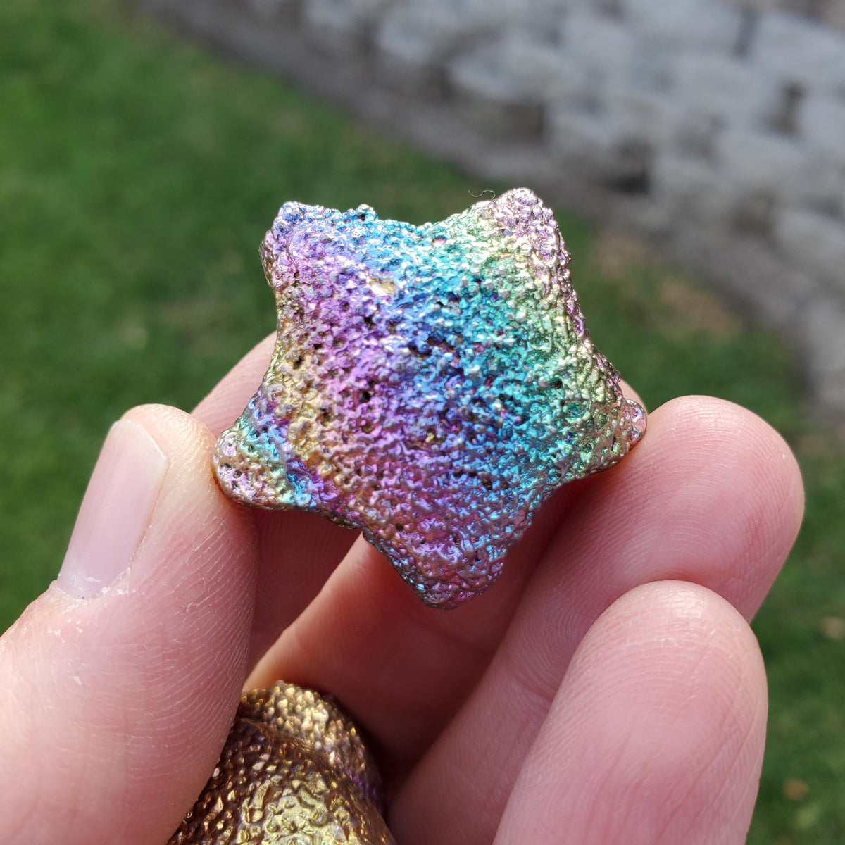 Bismuth Heart, Moon & Star Trio - Togetherness, Helps Bond Relationships, Strengthens Visualizations - Metal Carved Healing Gemstone