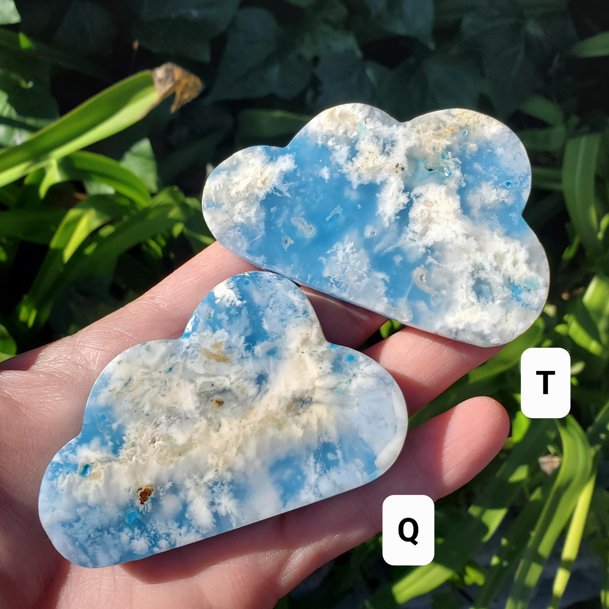 Snow Agate Cloud Doublet (man made back) - Balances Females Ying Yang Energy - 2.85" to 3.15" White Plume Agate Cloud Healing Gemstone