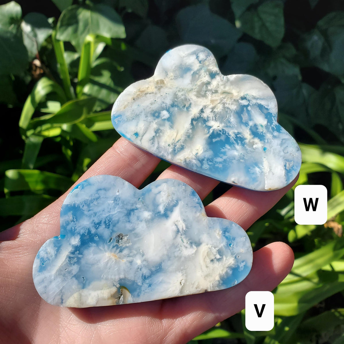 Snow Agate Cloud Doublet (man made back) - Balances Females Ying Yang Energy - 2.85" to 3.15" White Plume Agate Cloud Healing Gemstone