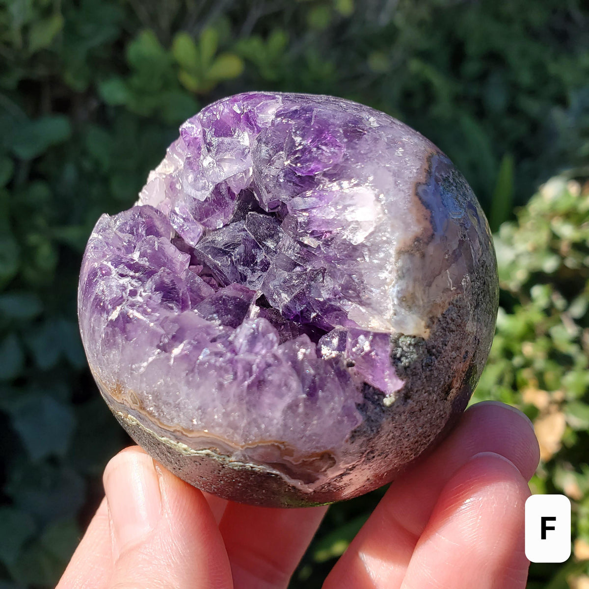 Druzy Amethyst Cluster Sphere - Calming, Protection, Positivity - Purple Amethyst Geode Crystal Ball Healing Gemstones