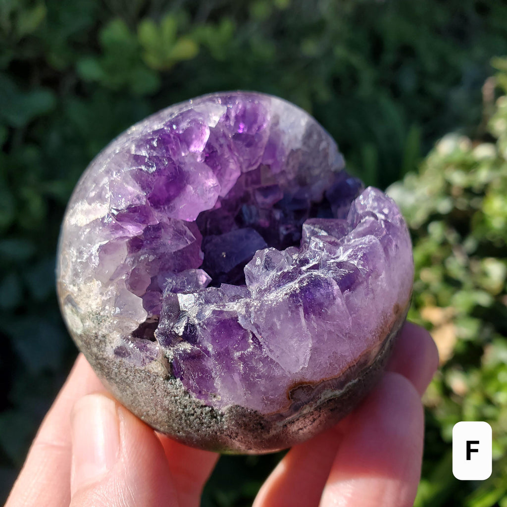 Druzy Amethyst Cluster Sphere - Calming, Protection, Positivity - Purple Amethyst Geode Crystal Ball Healing Gemstones