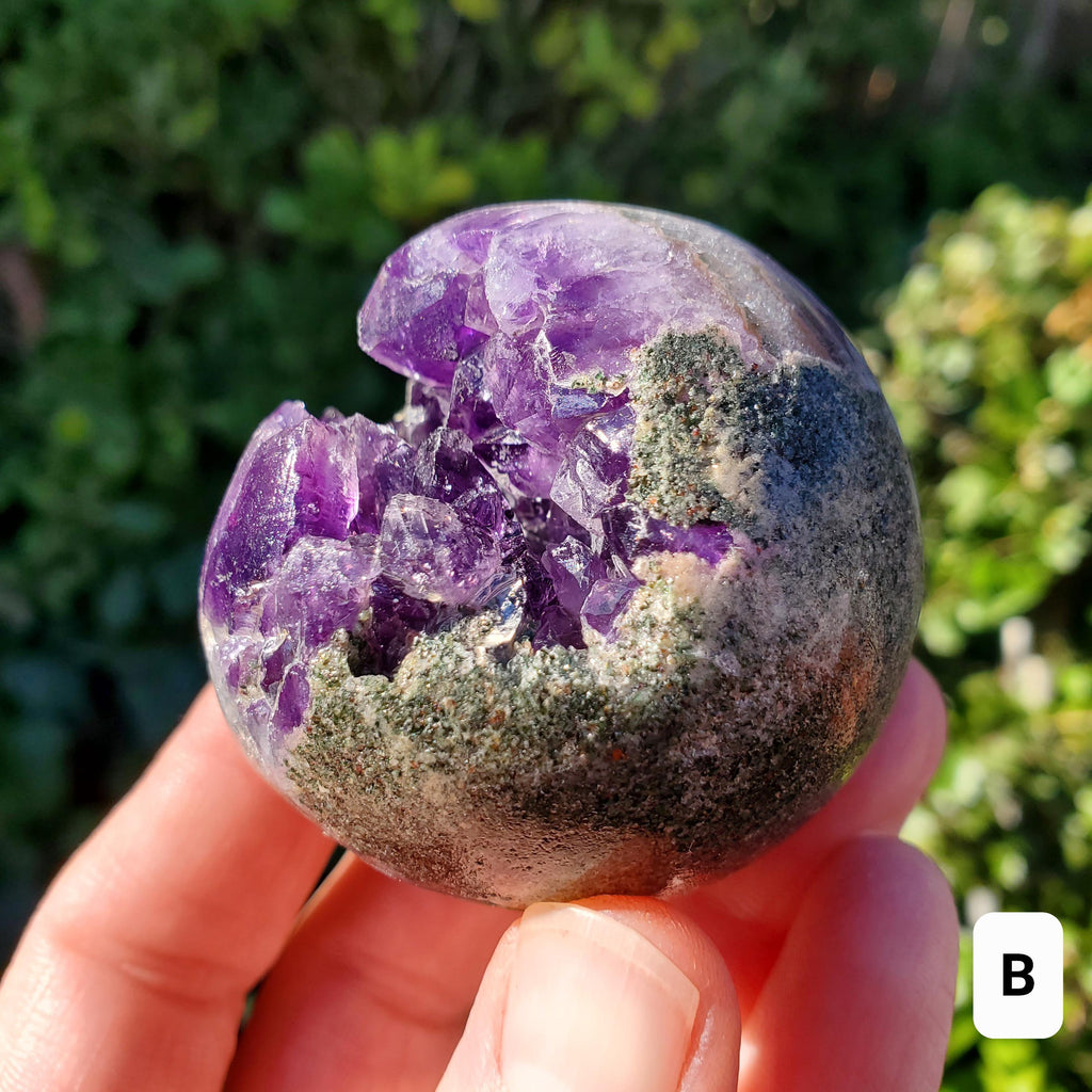 Druzy Amethyst Cluster Sphere - Calming, Protection, Positivity - Purple Amethyst Geode Crystal Ball Healing Gemstones