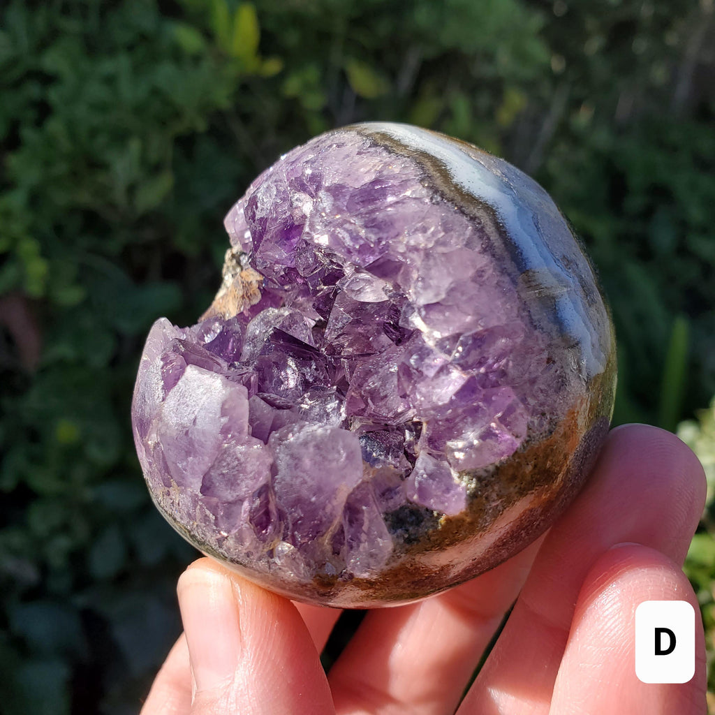 Druzy Amethyst Cluster Sphere - Calming, Protection, Positivity - Purple Amethyst Geode Crystal Ball Healing Gemstones