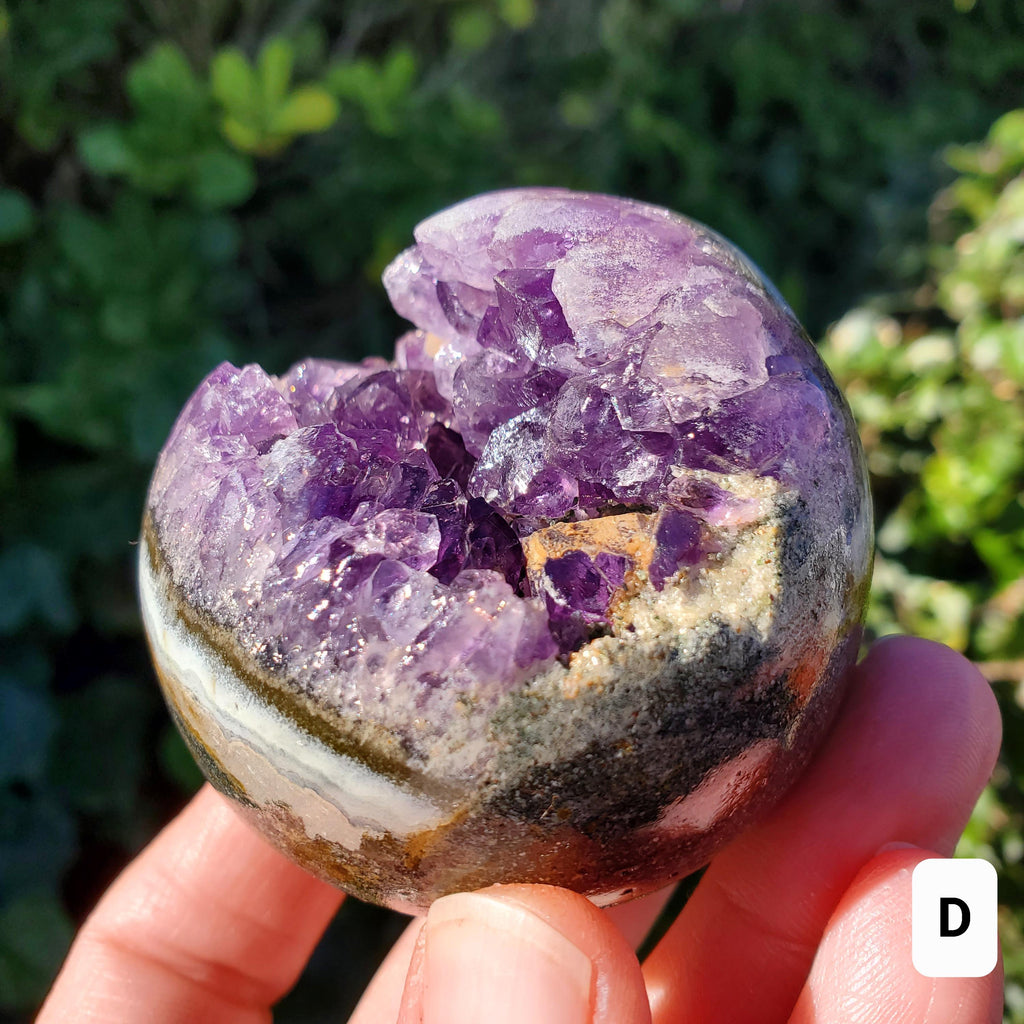 Druzy Amethyst Cluster Sphere - Calming, Protection, Positivity - Purple Amethyst Geode Crystal Ball Healing Gemstones