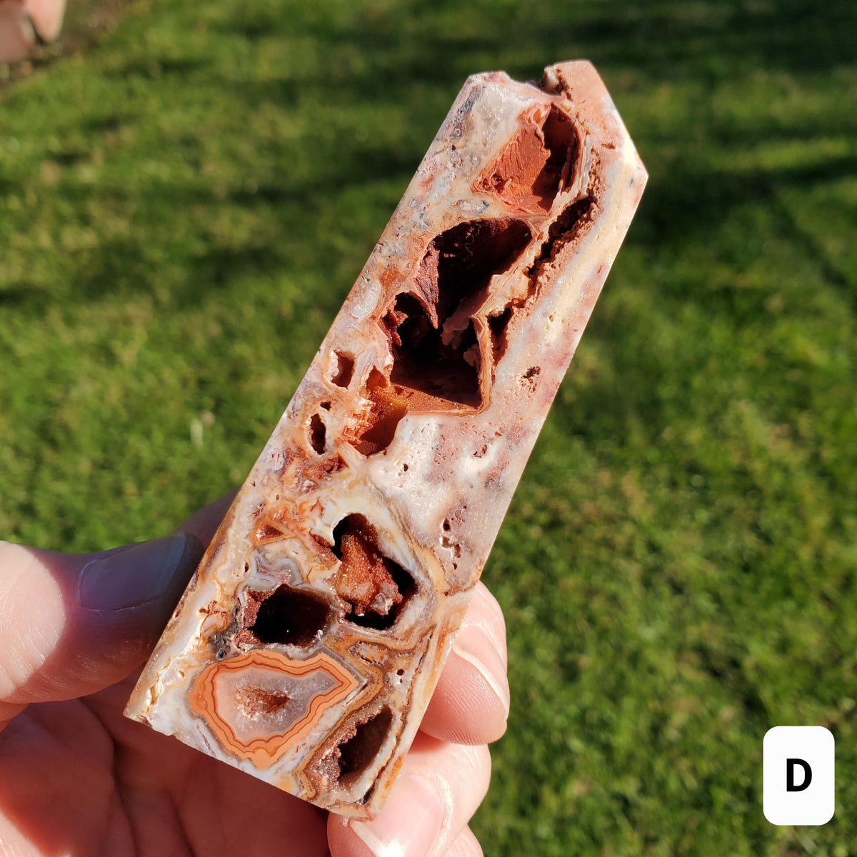 Pink Lace Agate Druzy Tower - Balance of the Physical, Mental & Emotional - Pink Crystal Tower Healing Point Obelisk Gemstone Home Decor