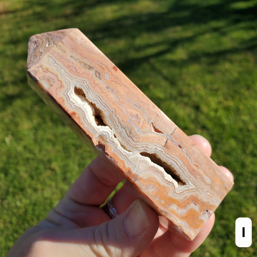 Pink Lace Agate Druzy Tower - Balance of the Physical, Mental & Emotional - Pink Crystal Tower Healing Point Obelisk Gemstone Home Decor