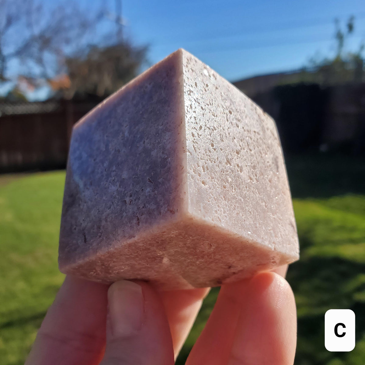 Pink Amethyst Standing Cube - Feminine, Balancer, Healer, Womb-Warmer, Comforter - Crystal Amethyst Cube Healing Gemstones Vanity Decor
