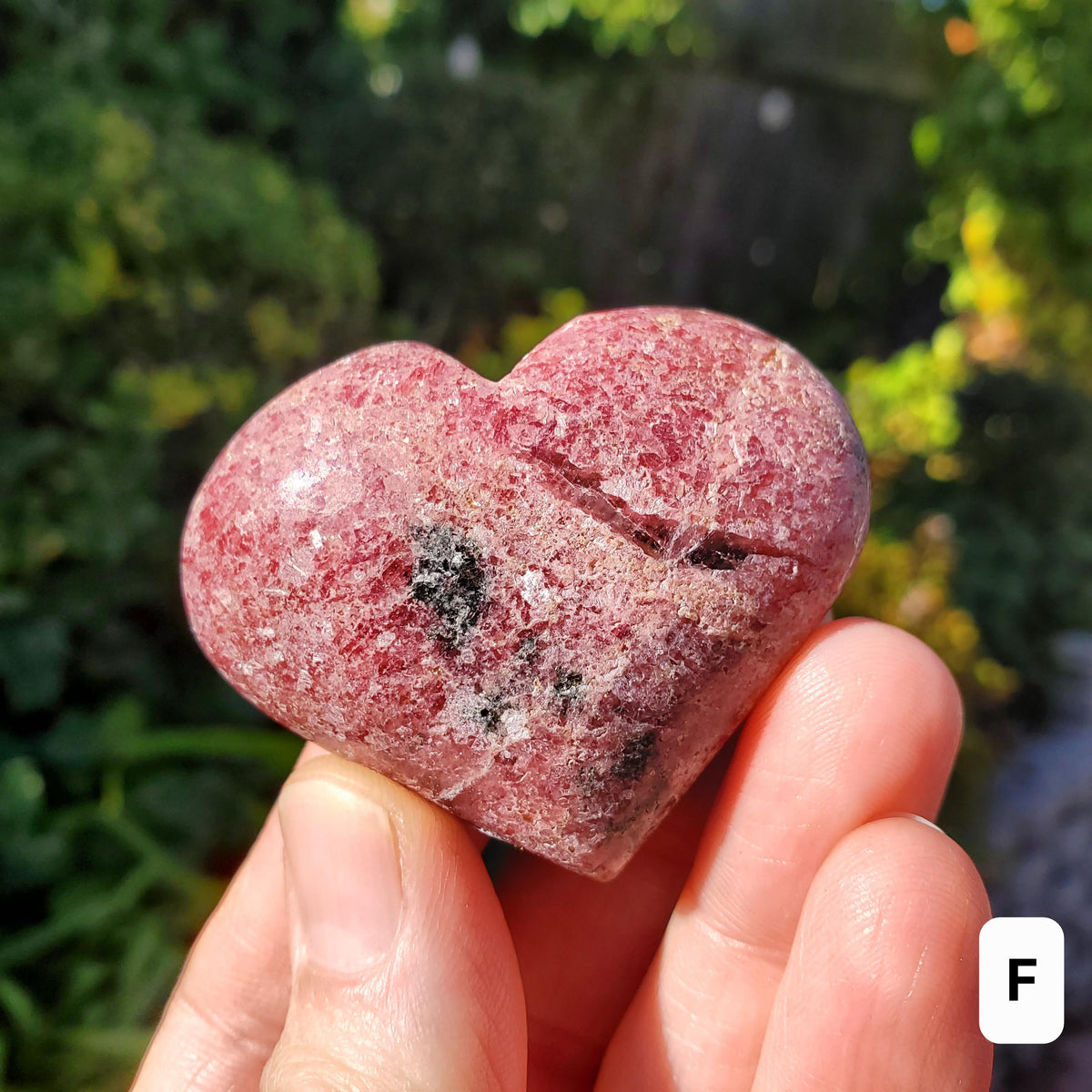 Cute Rhodonite Heart - Self Love, Balance, Joy, Happiness - Pink and Black Crystal Heart Healing Crystals Gemstones