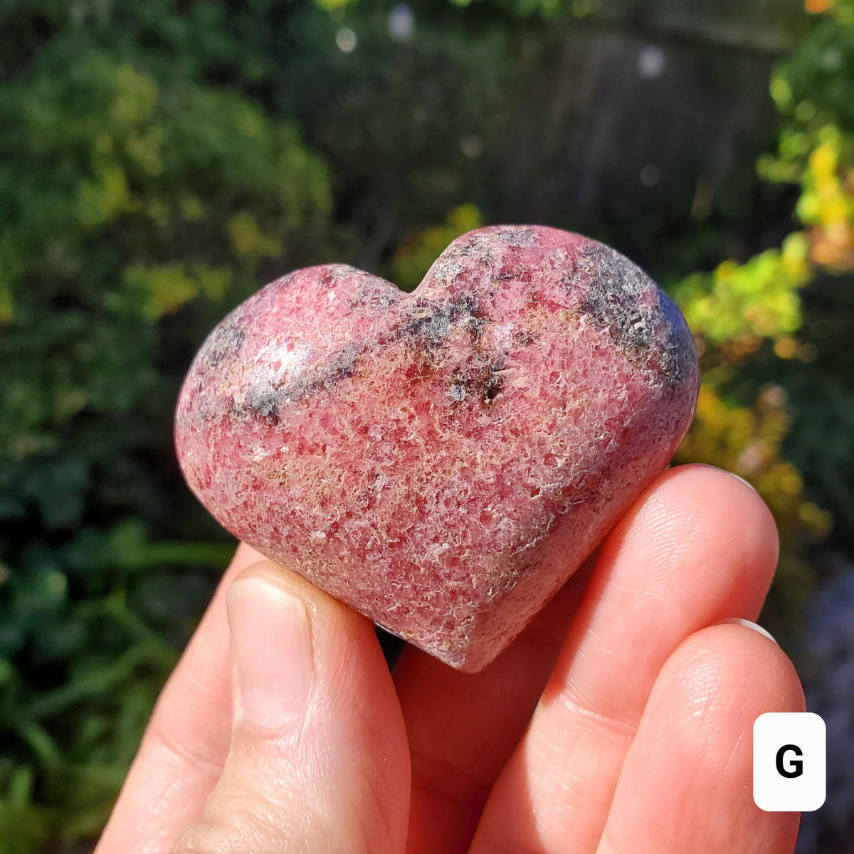 Cute Rhodonite Heart - Self Love, Balance, Joy, Happiness - Pink and Black Crystal Heart Healing Crystals Gemstones
