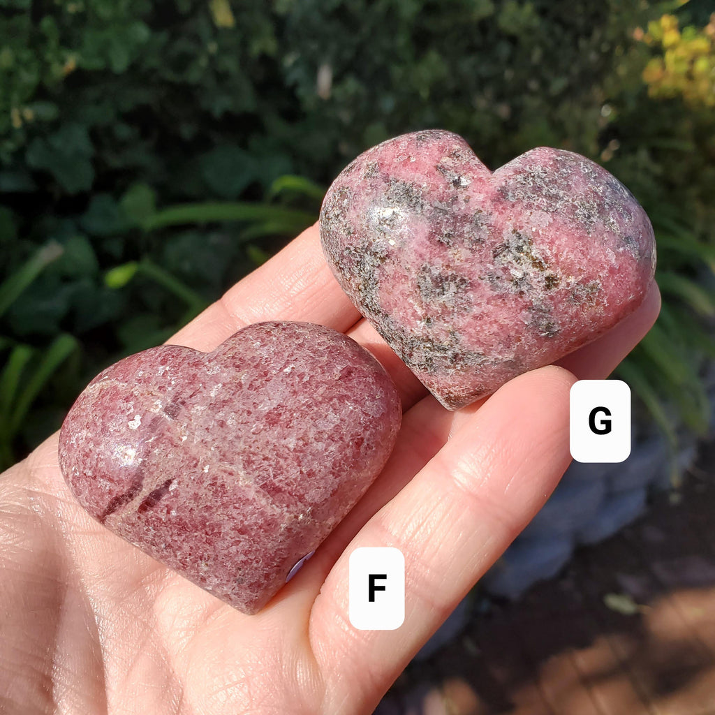 Cute Rhodonite Heart - Self Love, Balance, Joy, Happiness - Pink and Black Crystal Heart Healing Crystals Gemstones
