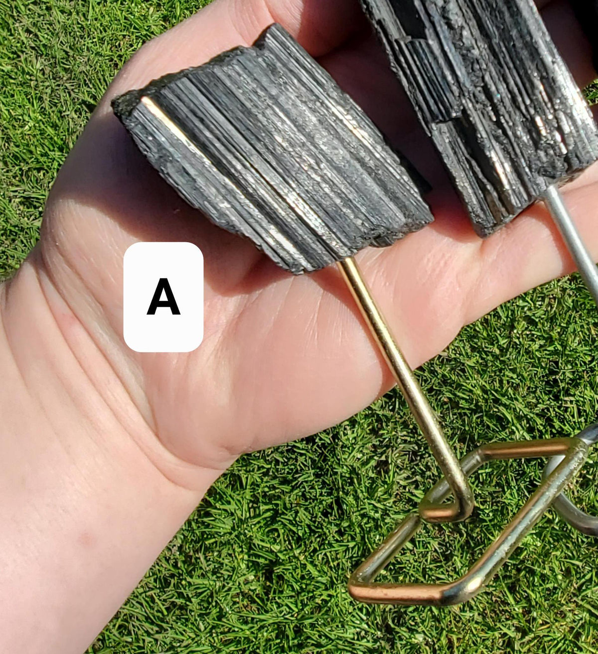 Raw Black Tourmaline on Stand - Energetic Protection, Grounding, Deflects Negativity - Tourmaline Healing Crystals Gemstone