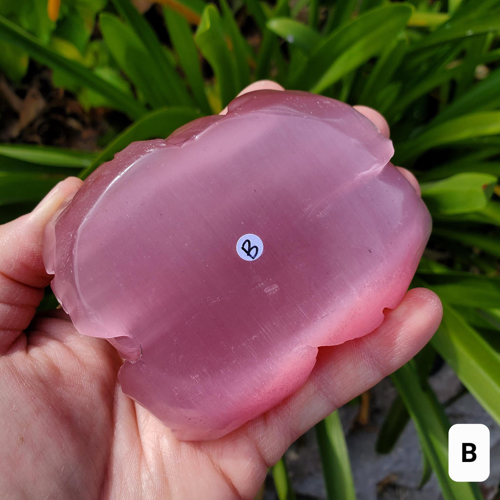 Pink Cat's Eye Rose - Friendship, Peace, Magnification, Luck - Pink Stone Rose Carving Healing Crystal Gemstones