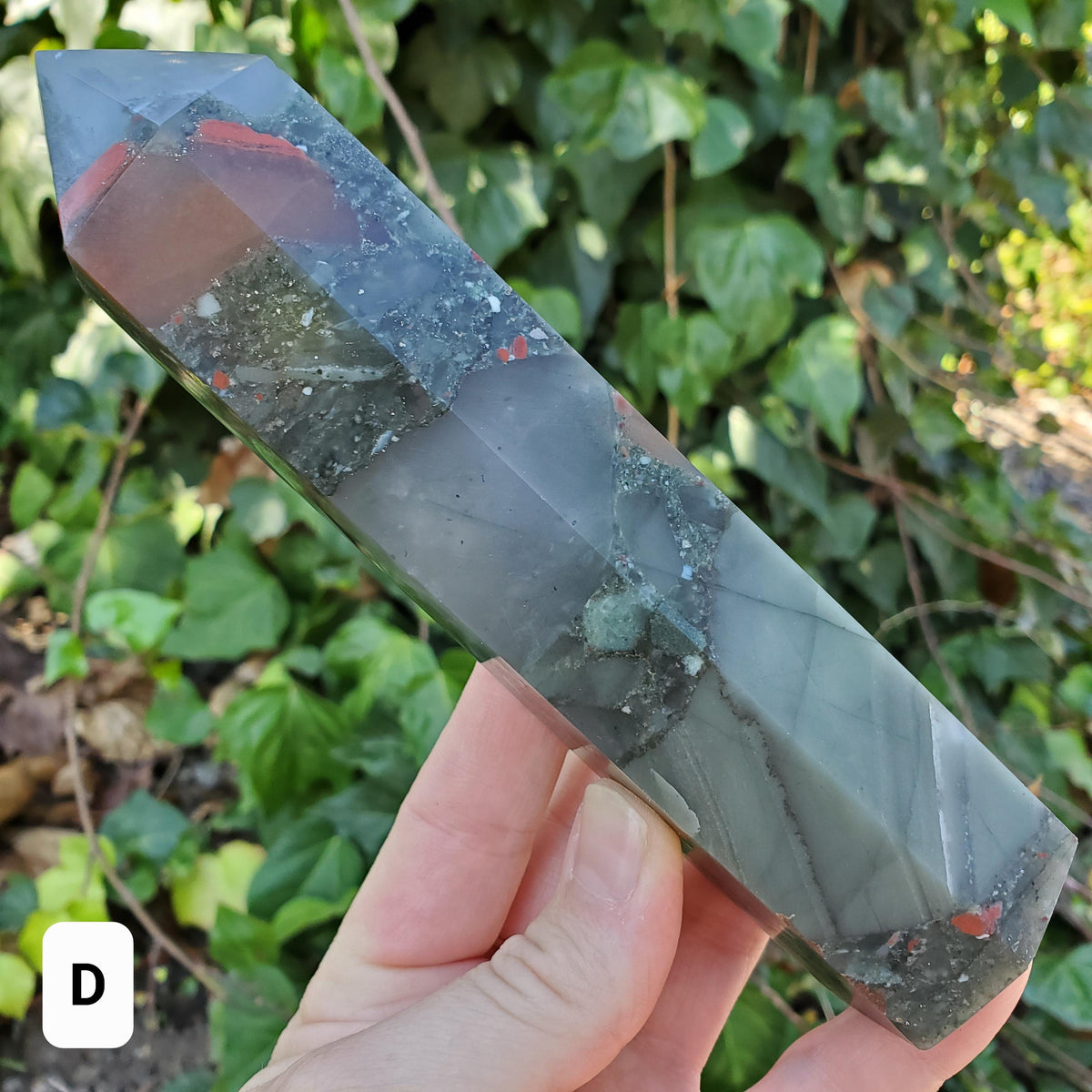 Chunky African Bloodstone Tower - Calming, Grounding, Persistence, Courage - Black and Red Crystal Point Healing Gemstone