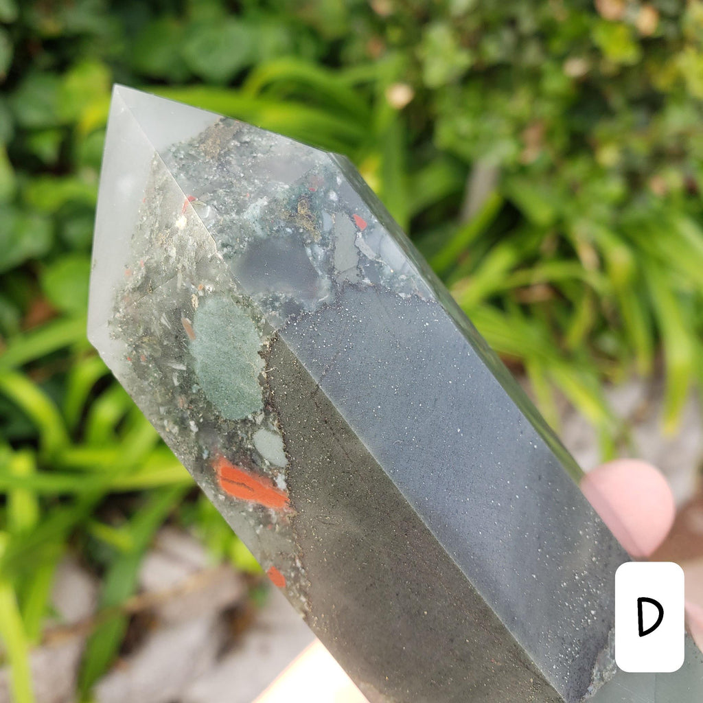 Chunky African Bloodstone Tower - Calming, Grounding, Persistence, Courage - Black and Red Crystal Point Healing Gemstone