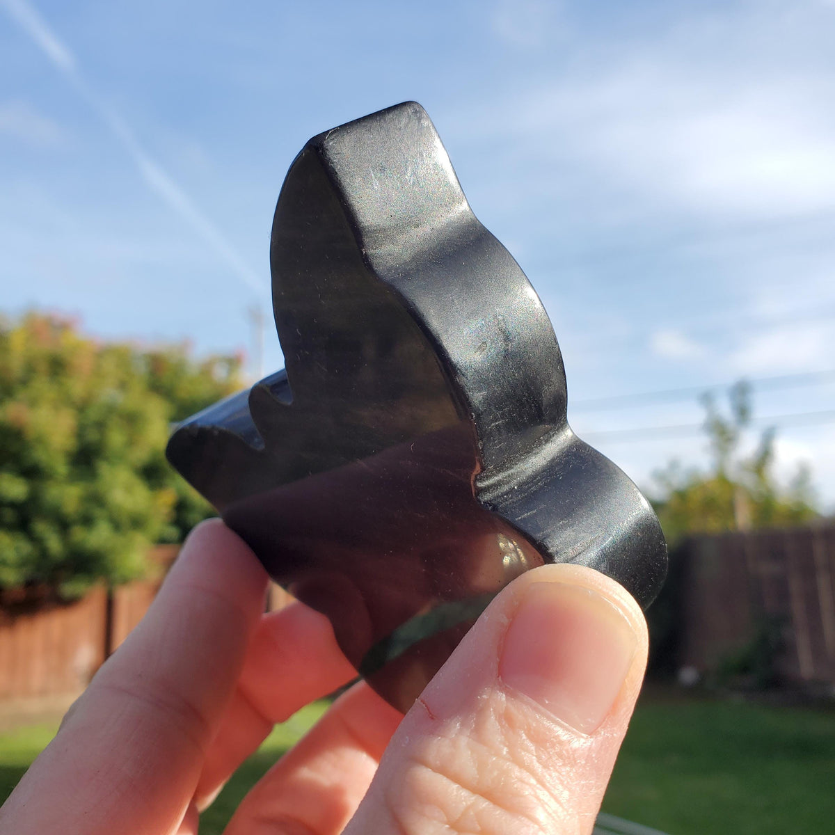 Chunky Gold Sheen Obsidian Butterfly - Self Reflection, Release Negative Energies - Obsidian Black Butterfly Carving Healing Gemstones