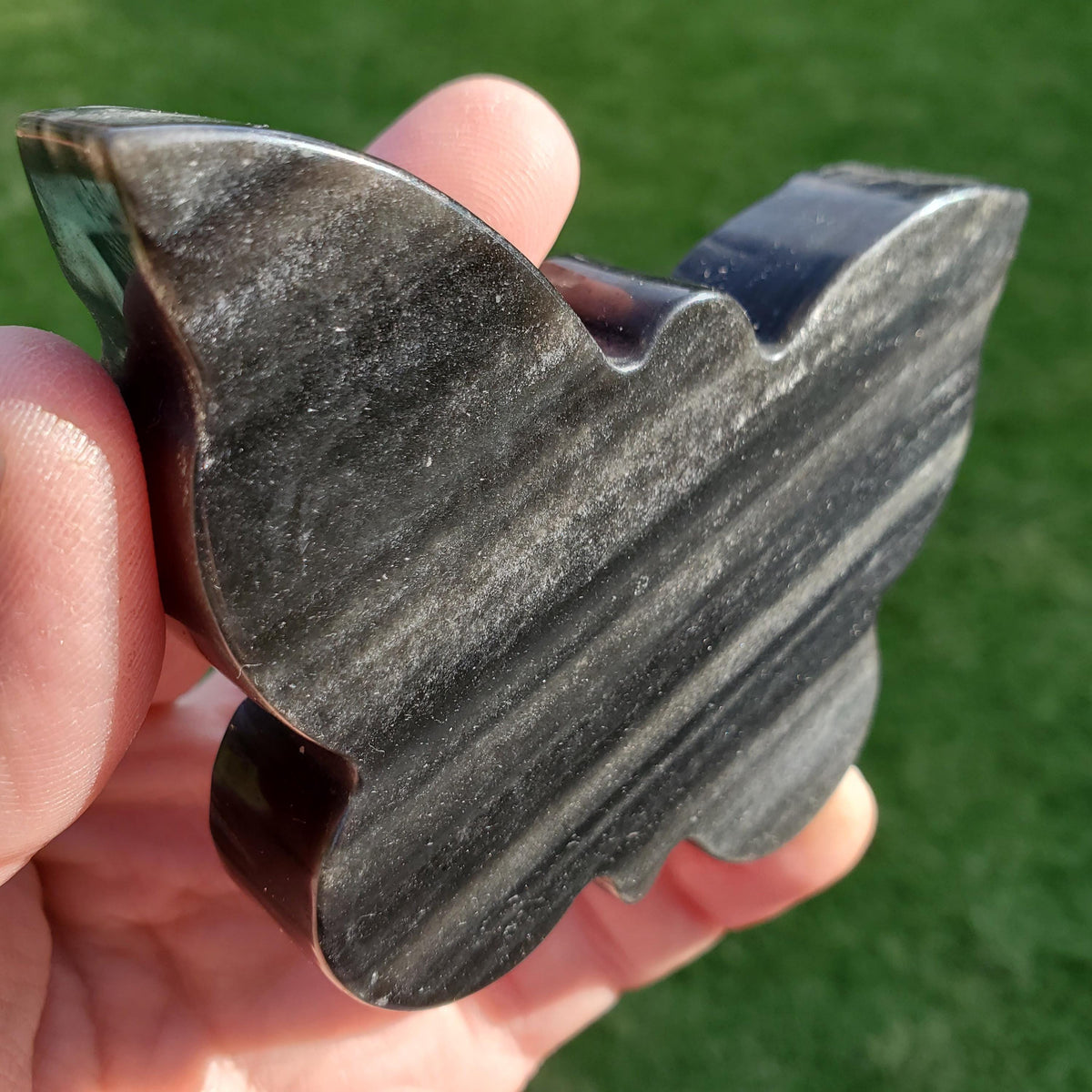 Chunky Gold Sheen Obsidian Butterfly - Self Reflection, Release Negative Energies - Obsidian Black Butterfly Carving Healing Gemstones