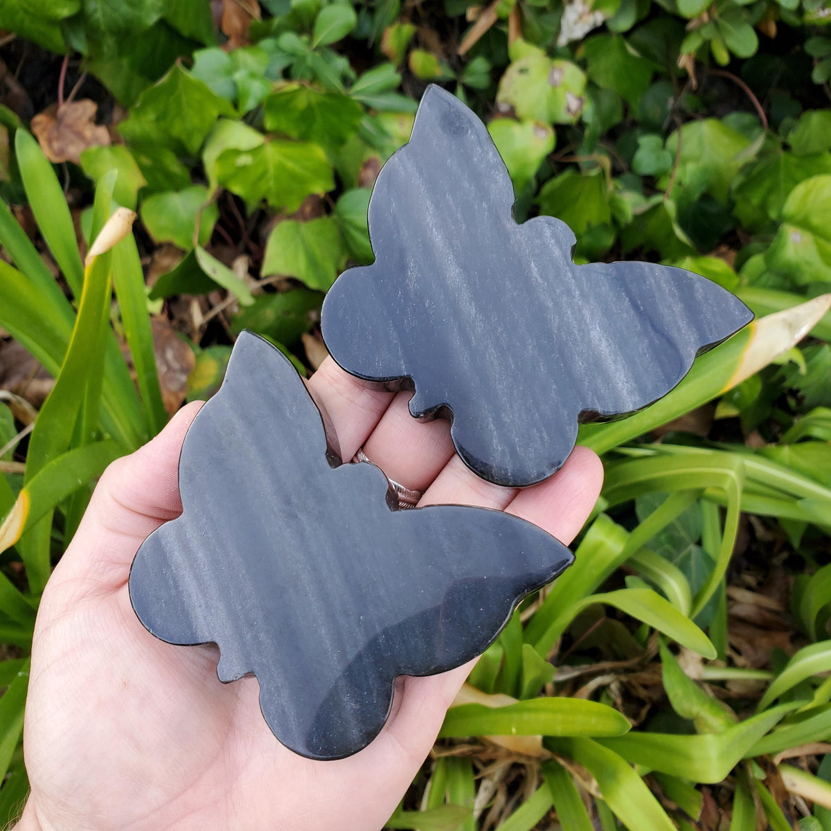 Chunky Gold Sheen Obsidian Butterfly - Self Reflection, Release Negative Energies - Obsidian Black Butterfly Carving Healing Gemstones