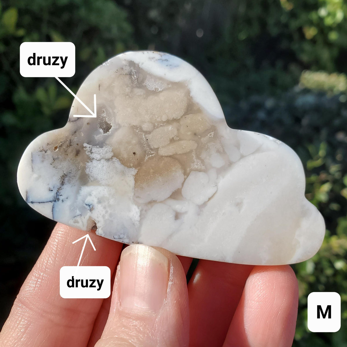 Druzy Dendrite Snow Agate Cloud - Balances Females Ying Yang Energy - 3" White Plume Druzy Agate Cloud Healing Crystals Gemstone