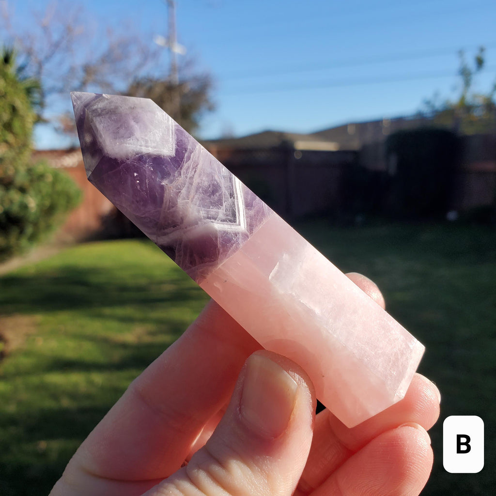 Rose Quartz & Dream Amethyst Tower - Unconditional Love, Calming, Connection, Energetic Protection - Crystal Generator Healing Gemstones