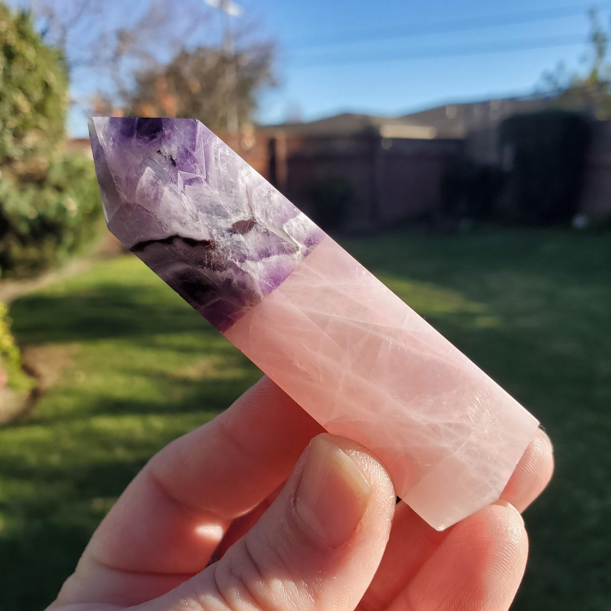 Rose Quartz & Dream Amethyst Tower - Unconditional Love, Calming, Connection, Energetic Protection - Crystal Generator Healing Gemstones