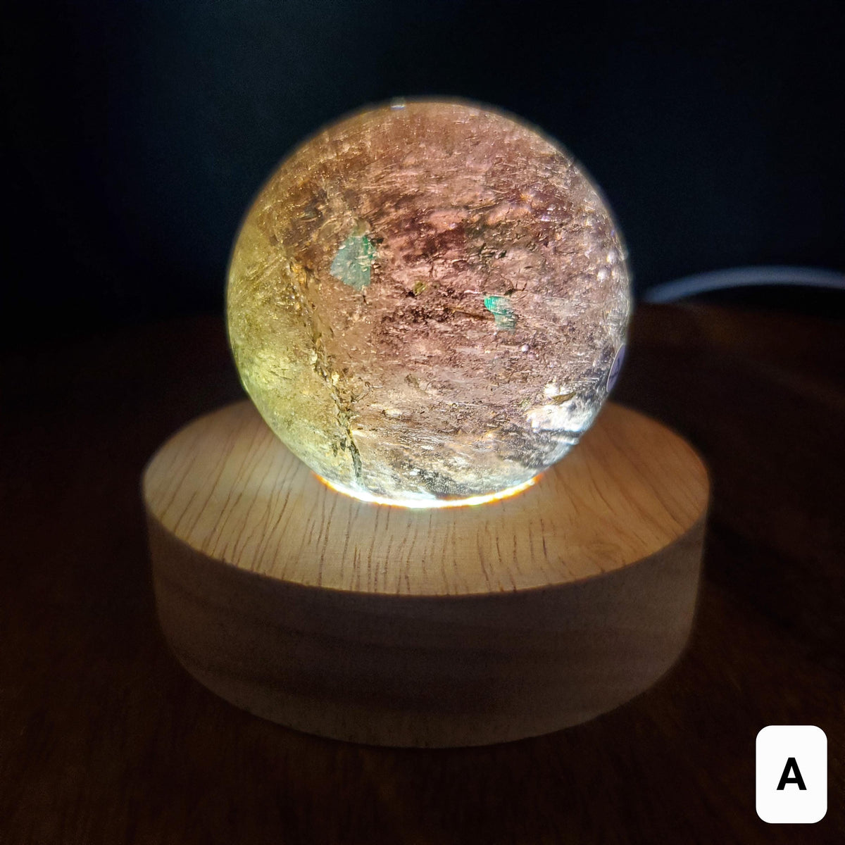 Aura Smoky Quartz Sphere Accent Lamp - Protective, Filters Out Negative Energy - Smokey Quartz Crystal Ball Healing Gemstones Home Decor