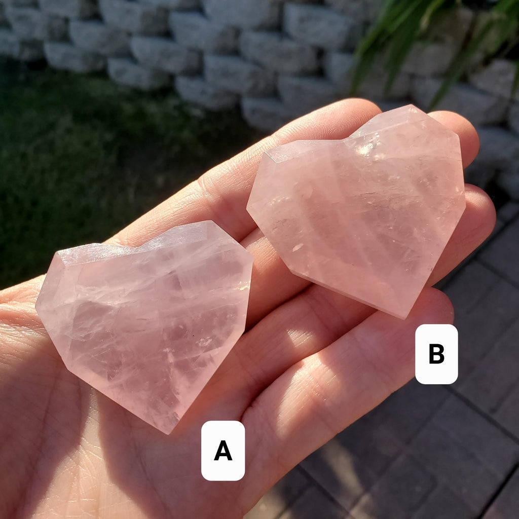 Small Rose Quartz Faceted Heart - Unconditional Love, Passion, Forgiveness - Pink Crystal Heart Stone Healing Crystals Gemstones