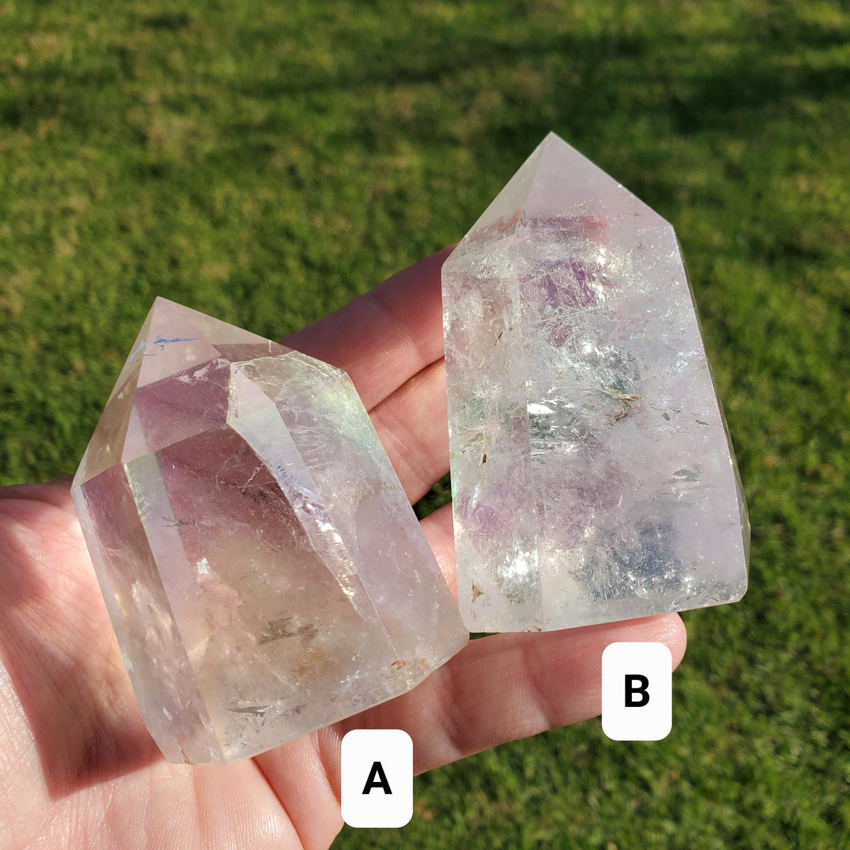 Chunky Aura Quartz Tower - Master Healer, Counteracts Negative, Energizes Positive Energy - Clear Quartz Crystal Point Healing Stone Rainbow
