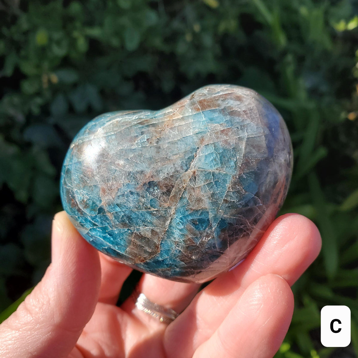 Chunky Blue Apatite Heart - Intuition, Mental Clarity, Manifestation - Puffy Blue Crystal Heart Healing Gemstones