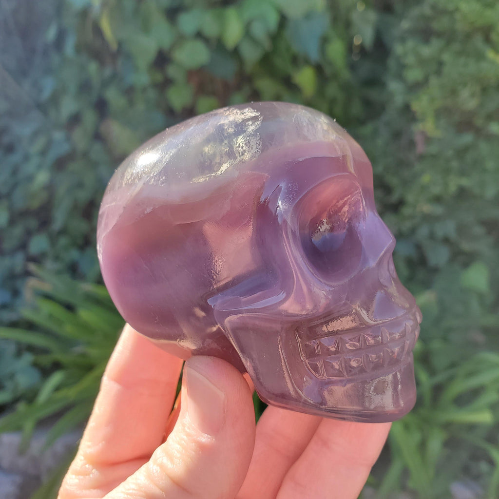 Rainbow Fluorite Skull - Calming, Stability, Mental Clarity, Concentration, Energetic Protection - Fluorite Crystal Skull Carving Gemstone