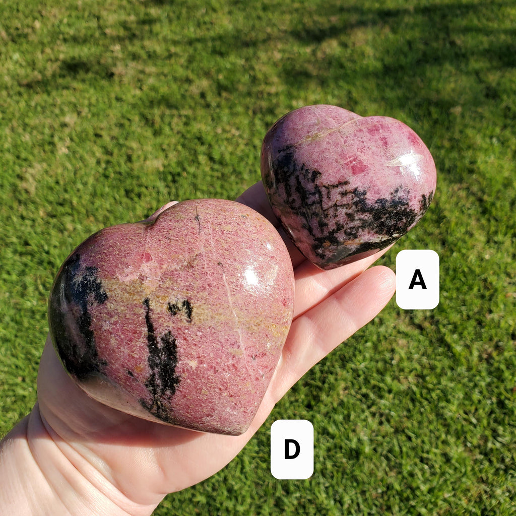Big Rhodonite Puffy Heart - Self Love, Balance, Joy, Happiness - Pink and Black Crystal Heart Healing Crystals Gemstones